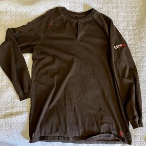 *ARIAT FR*  mens Dark Brown XL pullover Henley (discounted shipping)